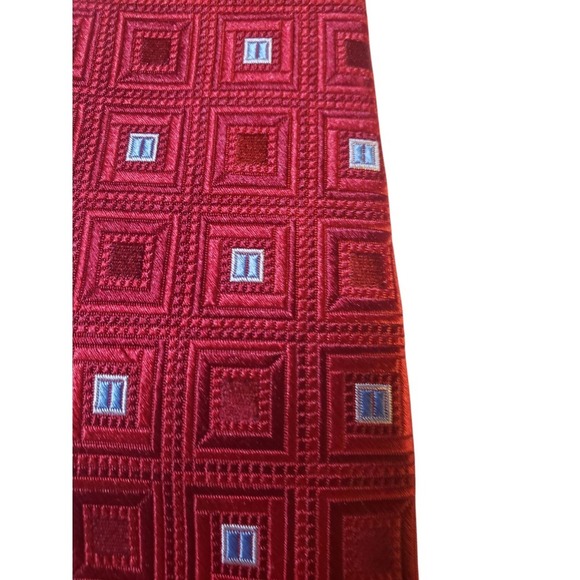 Burma Bibas Mens Tie Luxury Designer Red Blue Geometric Excellent Condition - Picture 2 of 12